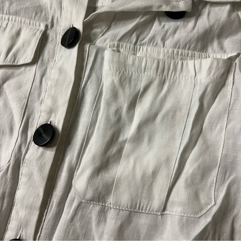 PRIMARK White Short-Sleeve Oversize Boxy Button Down Blouse Top Collar T-Shirt S - Picture 11 of 16